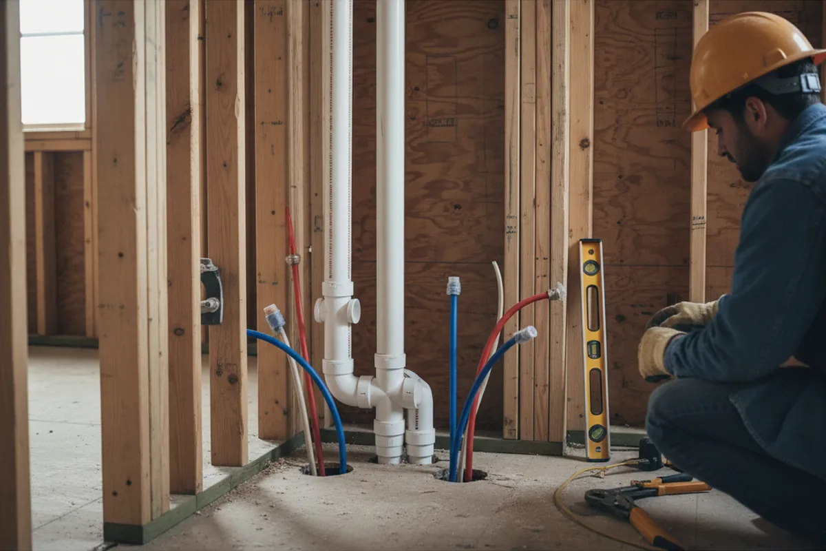 Drain and supply rough-in during Sump Pump Repair in Wana
