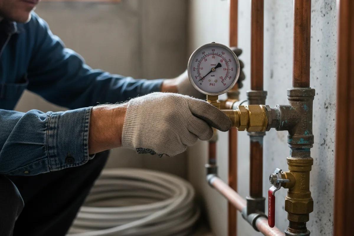 Pressure testing a repaired line during Water Line Repair in Wana